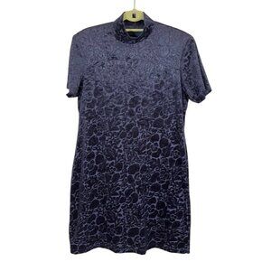 KC Floral Spencer Dress M Blue Burnout Retro Y2K Velvet Feminine Classic Chic